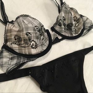 VS Embellished Plaid Unlined Push-Up and Thong